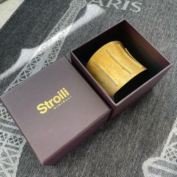 Vintage Italian cuff bracelet gold plated by Stroili - Picture 3 of 7